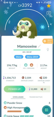 Shiny mamoswine catturato - shiny, nel